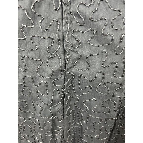 Vintage Laurence Kazar 4P Small 100% Silk Black Beaded Formal Evening Dress Maxi - Picture 7 of 9